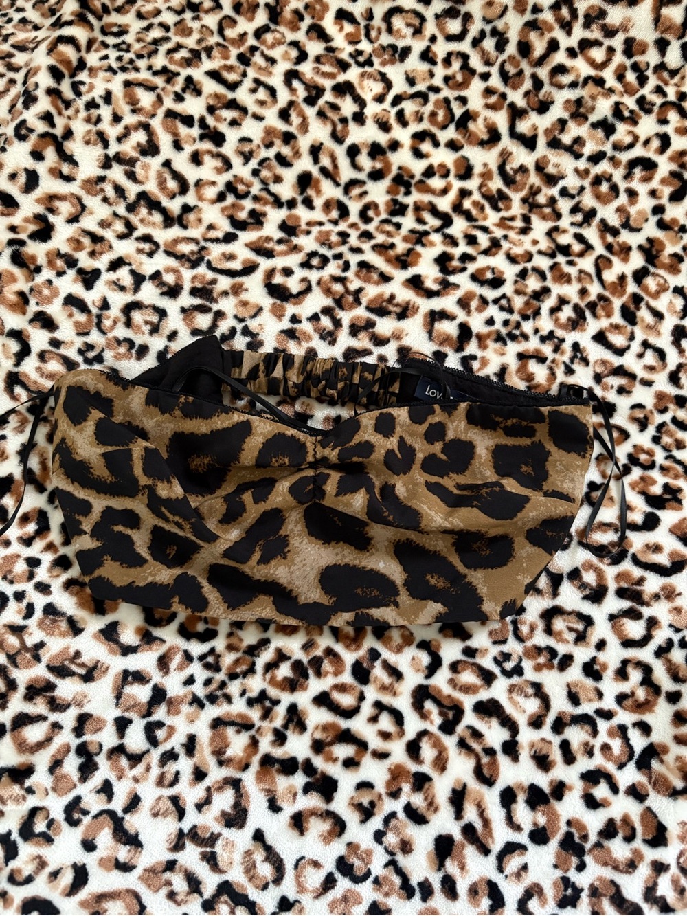 Leopard Print Cropped Tube Top - Brown/Black